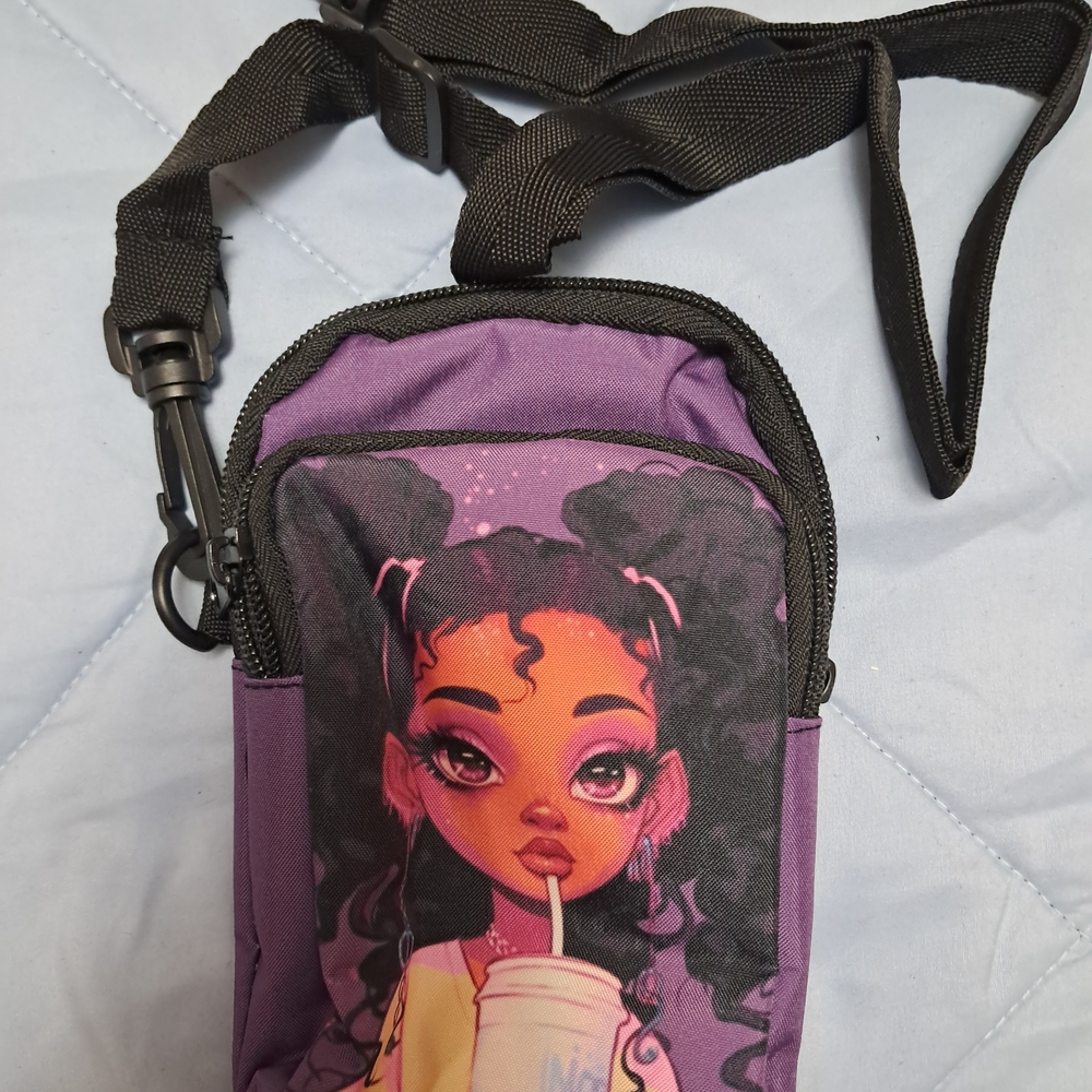 Purple Crossbody Bag with Cartoon Design